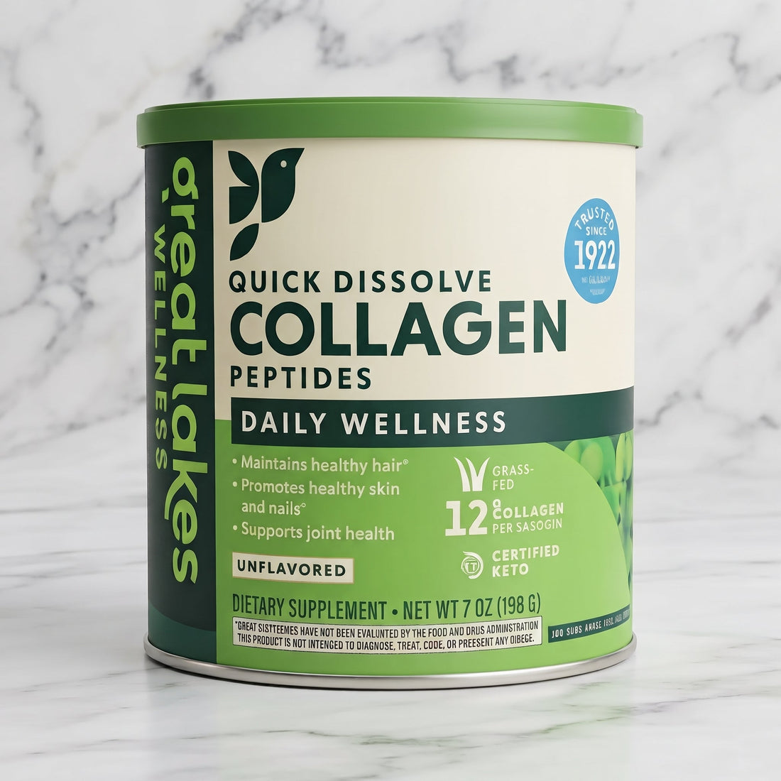 Great Lakes Quick Dissolve Collagen Peptides canister