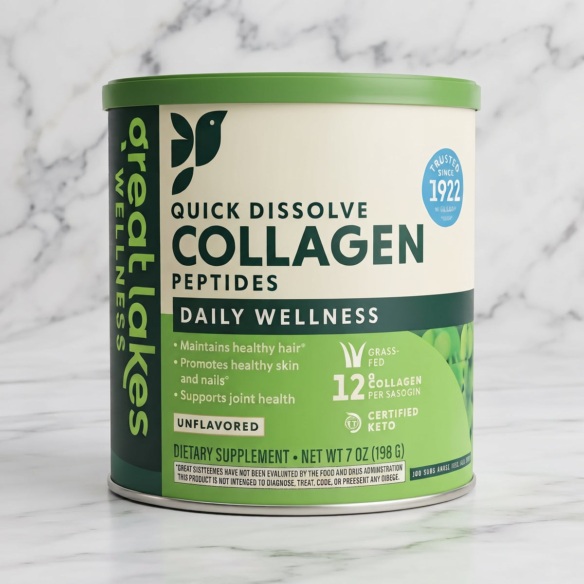 Great Lakes Quick Dissolve Collagen Peptides canister
