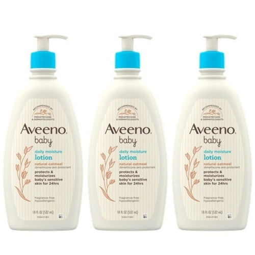 Aveeno Baby Daily Moisture Moisturizing Lotion for Delicate Skin with Natural Colloidal Oatmeal & Dimethicone, Hypoallergenic, Fragrance-, Phthalate- & Paraben-Free, 12 fl. oz