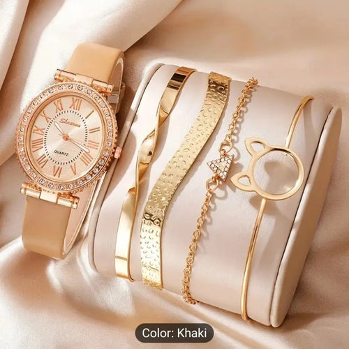 Women's Quartz Watch & Jewelry Set with Bracelets