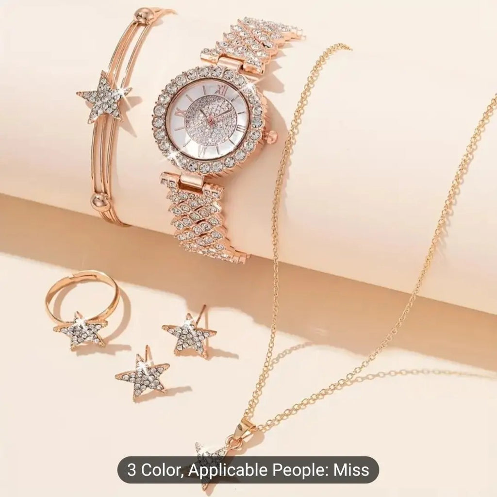 Lige Arabic Stainless Steel Quartz Watch Set 5pcs