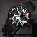 Geneva Men's Six-Hand Steel Quartz Watch