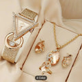 Women's Triangle Pointer Quartz Watch & Jewelry Set