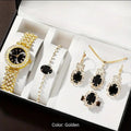Gold Diamond Watch and Jewelry Gift Box Set for Women