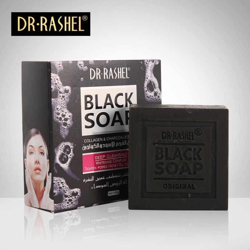 Dr. Rashel Black Soap with Collagen & Charcoal 100g – authentic skincare in Oman