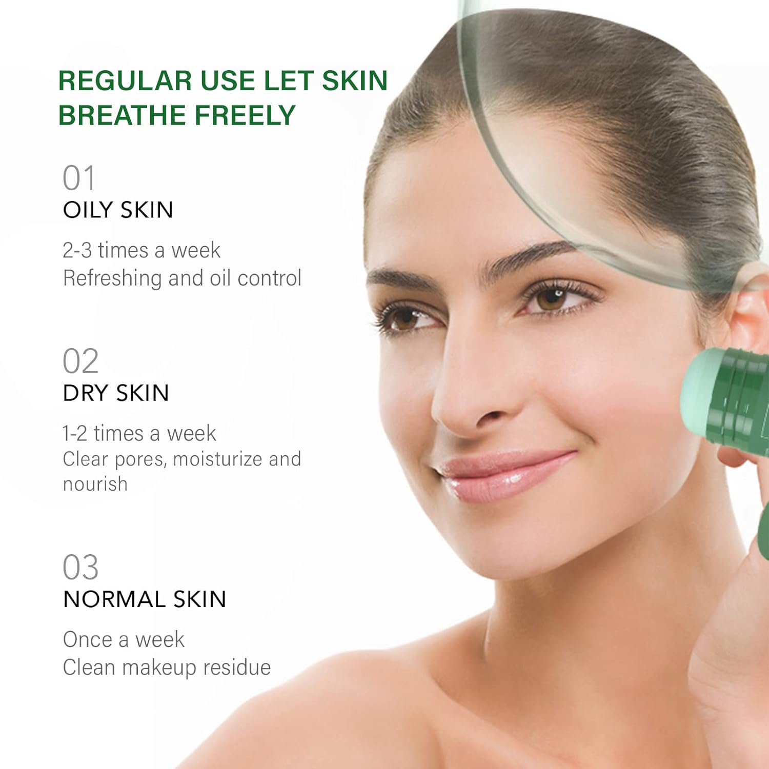 Green Tea Mask Stick for All Skin, Blackhead Remover, Poreless Deep Cleansing Stick, Oil Control Face Mask, Extract Skin Types of Men and Women 1.41 Ounce