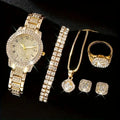 Women's Rhinestone Quartz Watch & Jewelry Set