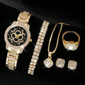 Women's Luxury Quartz Watch Necklace Earring Bracelet Ring Set