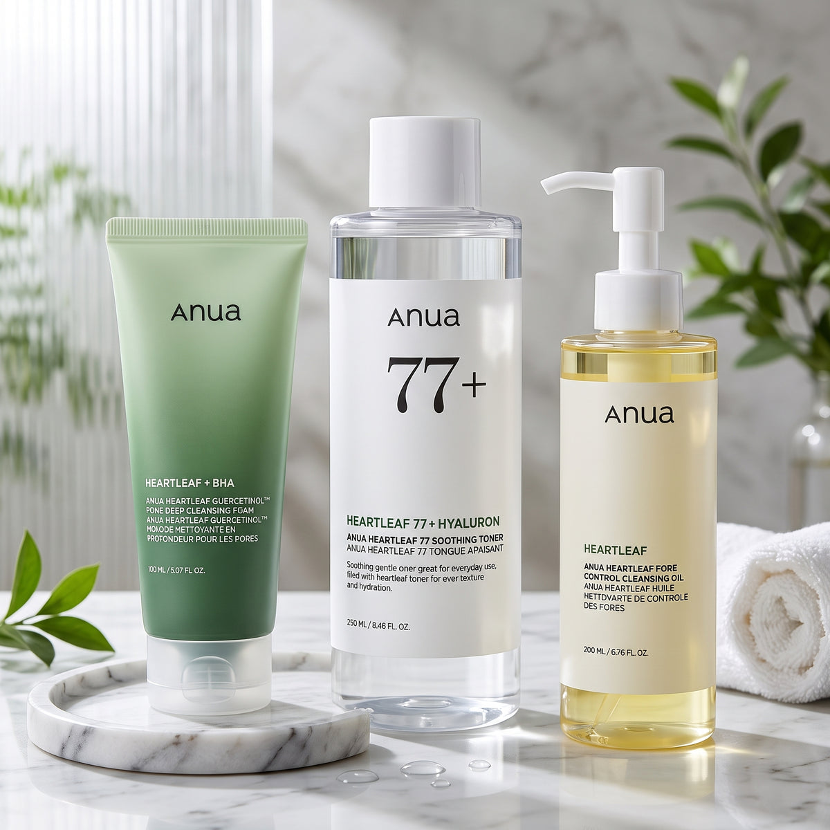 Anua Heartleaf Cleansing Oil, Foam & Toner Set