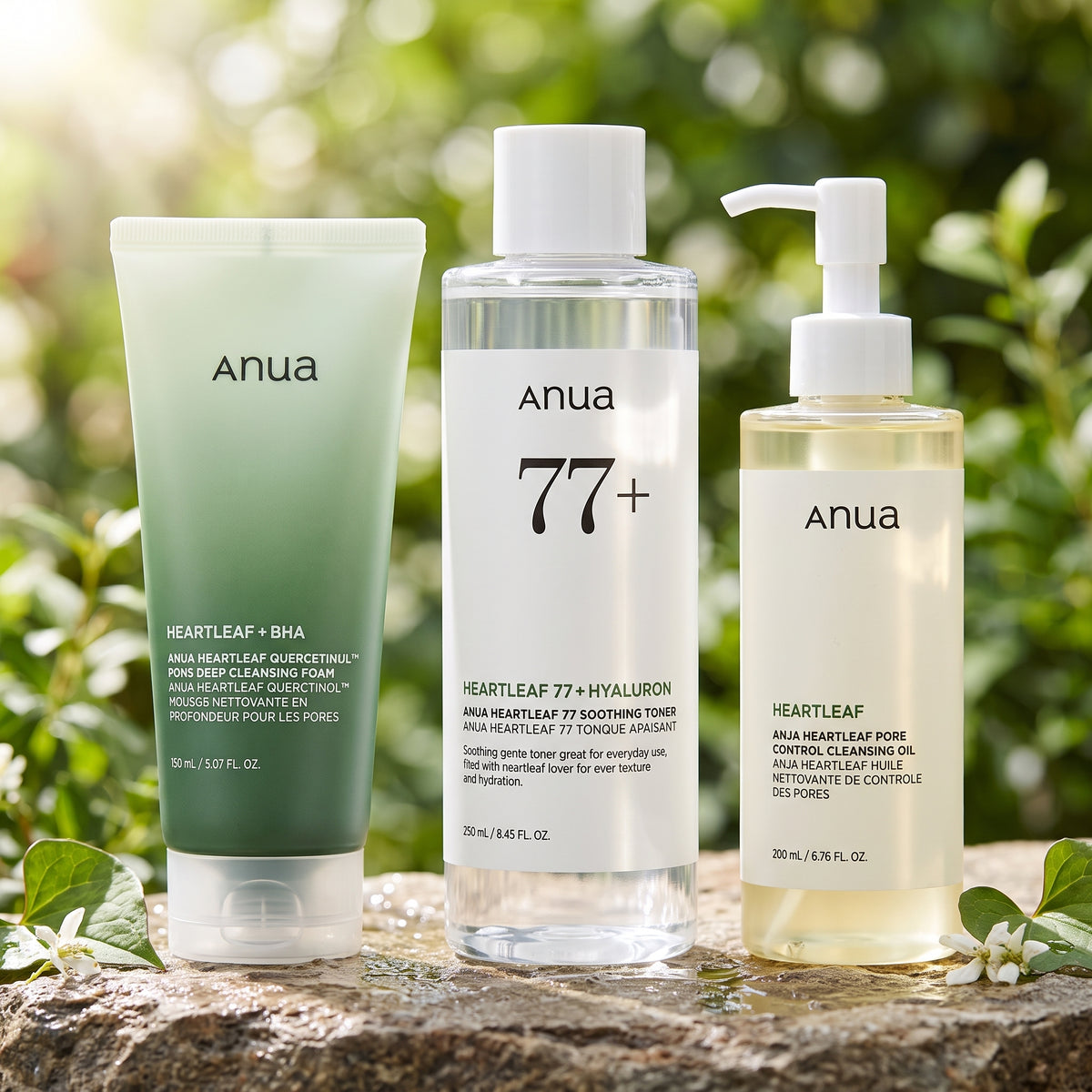 Anua Heartleaf Cleansing Oil, Foam & Toner Set