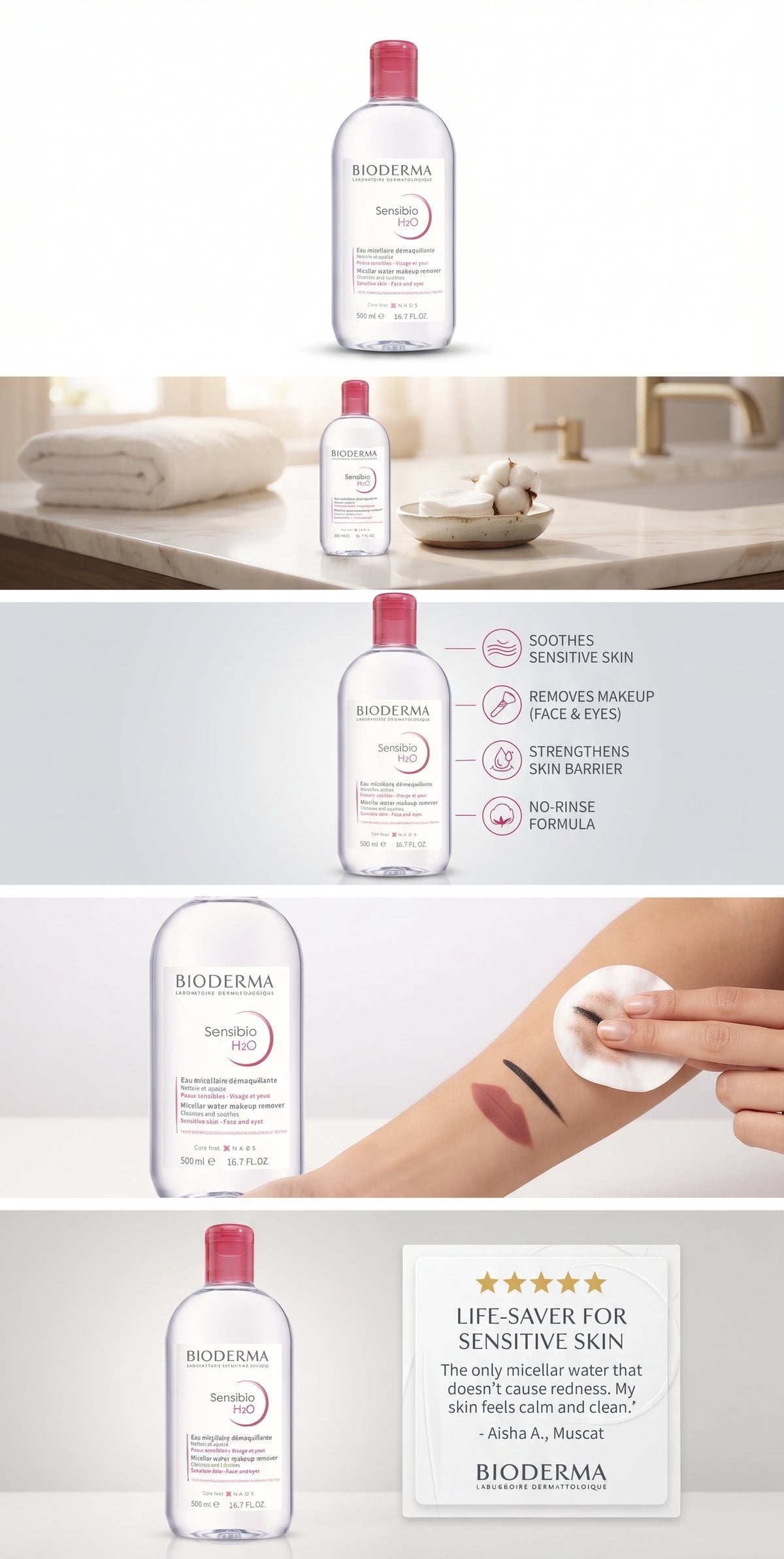 Bioderma Sensibio H2O Micellar Water – Makeup-Removing Cleanser for Sensitive Skin