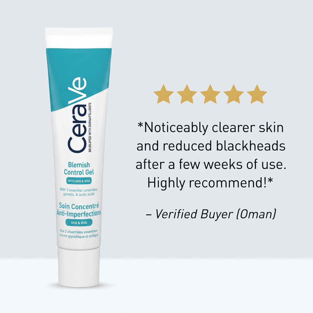 CeraVe Blemish Control Gel Moisturiser – AHA BHA Acne Treatment with Salicylic Acid
