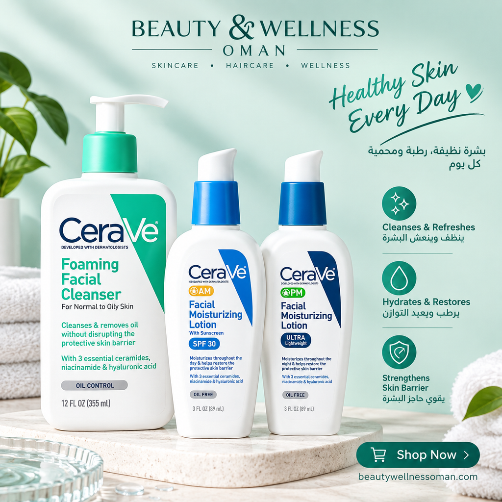 CeraVe Daily Skin Care Bundle – Foaming Cleanser, AM SPF 30 & PM Lotion for Normal to Oily Skin