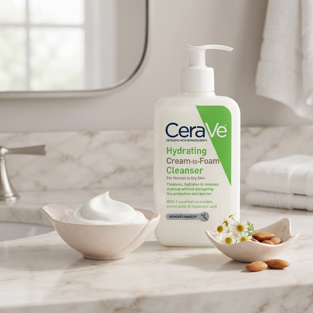CeraVe Hydrating Cream-to-Foam Cleanser 237ml – Face Wash for Normal to Dry Skin