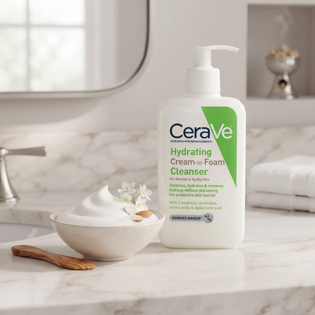 CeraVe Hydrating Cream-to-Foam Cleanser 237ml – Face Wash for Normal to Dry Skin