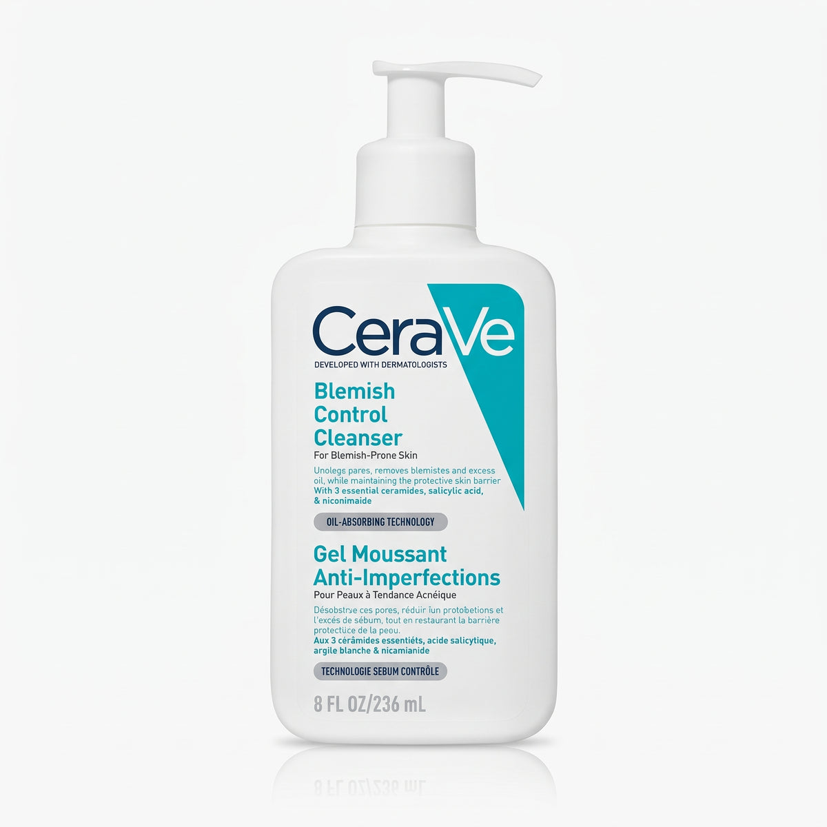 CeraVe Blemish Control Cleanser 236ml – 2% Salicylic Acid Face Wash for Acne-Prone Skin