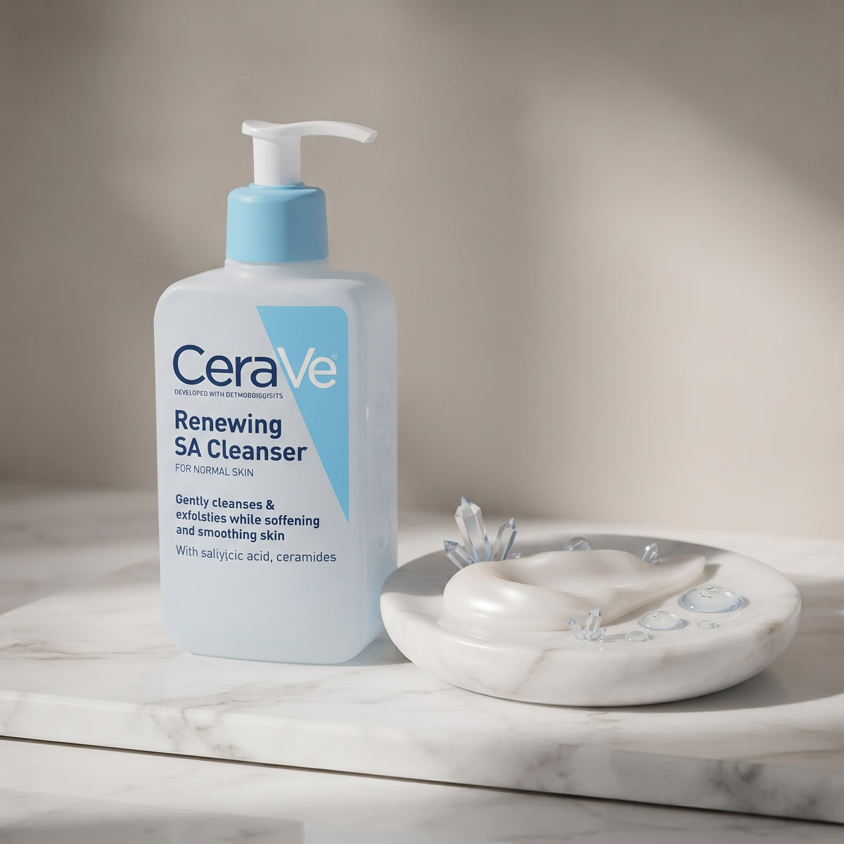 CeraVe Renewing SA Cleanser 237ml – Salicylic Acid Face Wash for Rough, Bumpy Skin