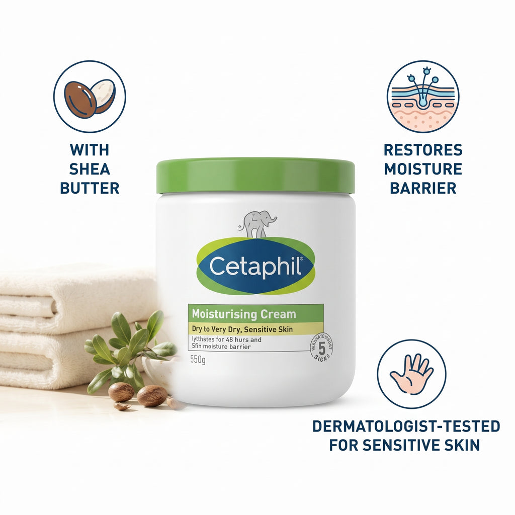 Cetaphil Moisturising Cream 550g – Face & Body for Dry, Sensitive Skin