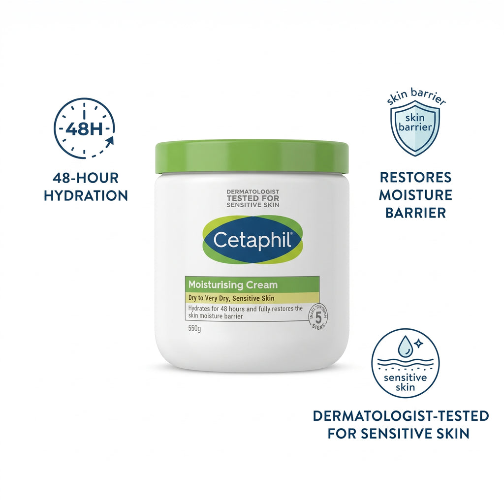 Cetaphil Moisturising Cream 550g – Face & Body for Dry, Sensitive Skin