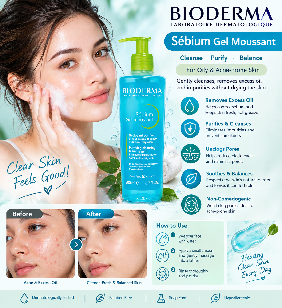 Bioderma Sébium Purifying Foaming Gel packaging