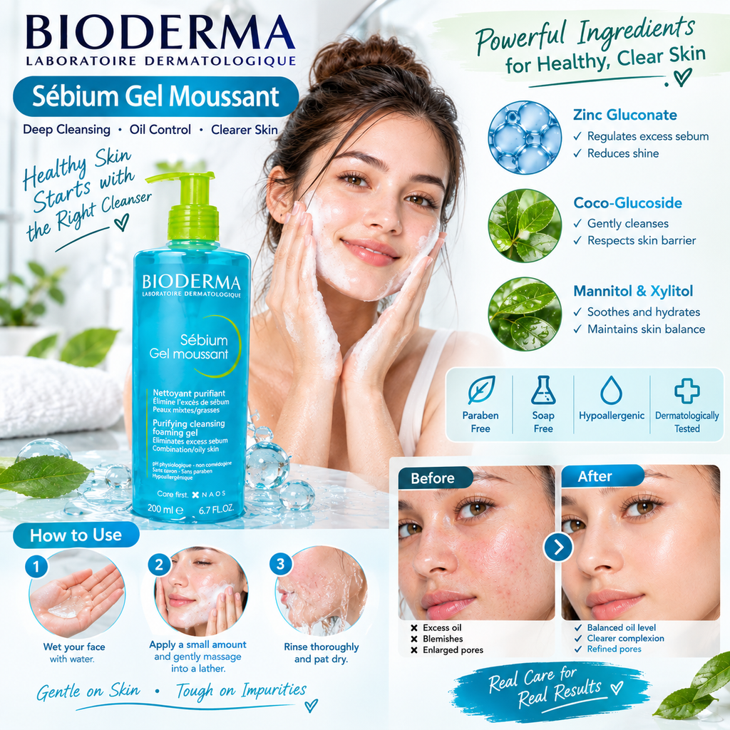 Bioderma Sébium Purifying Foaming Gel 500ml pump