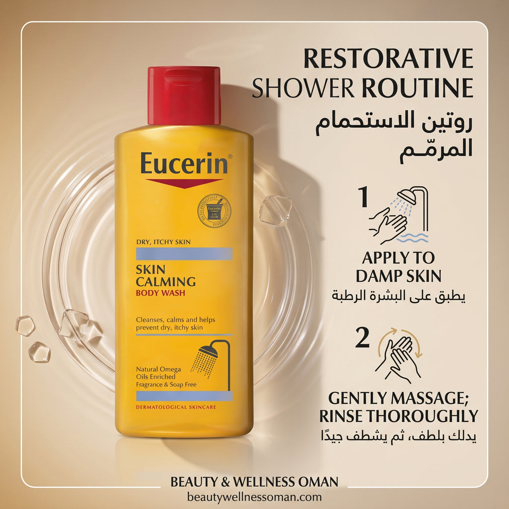 Eucerin Skin Calming Body Wash 250ml – Soap-Free Wash for Dry, Itchy, Eczema-Prone Skin