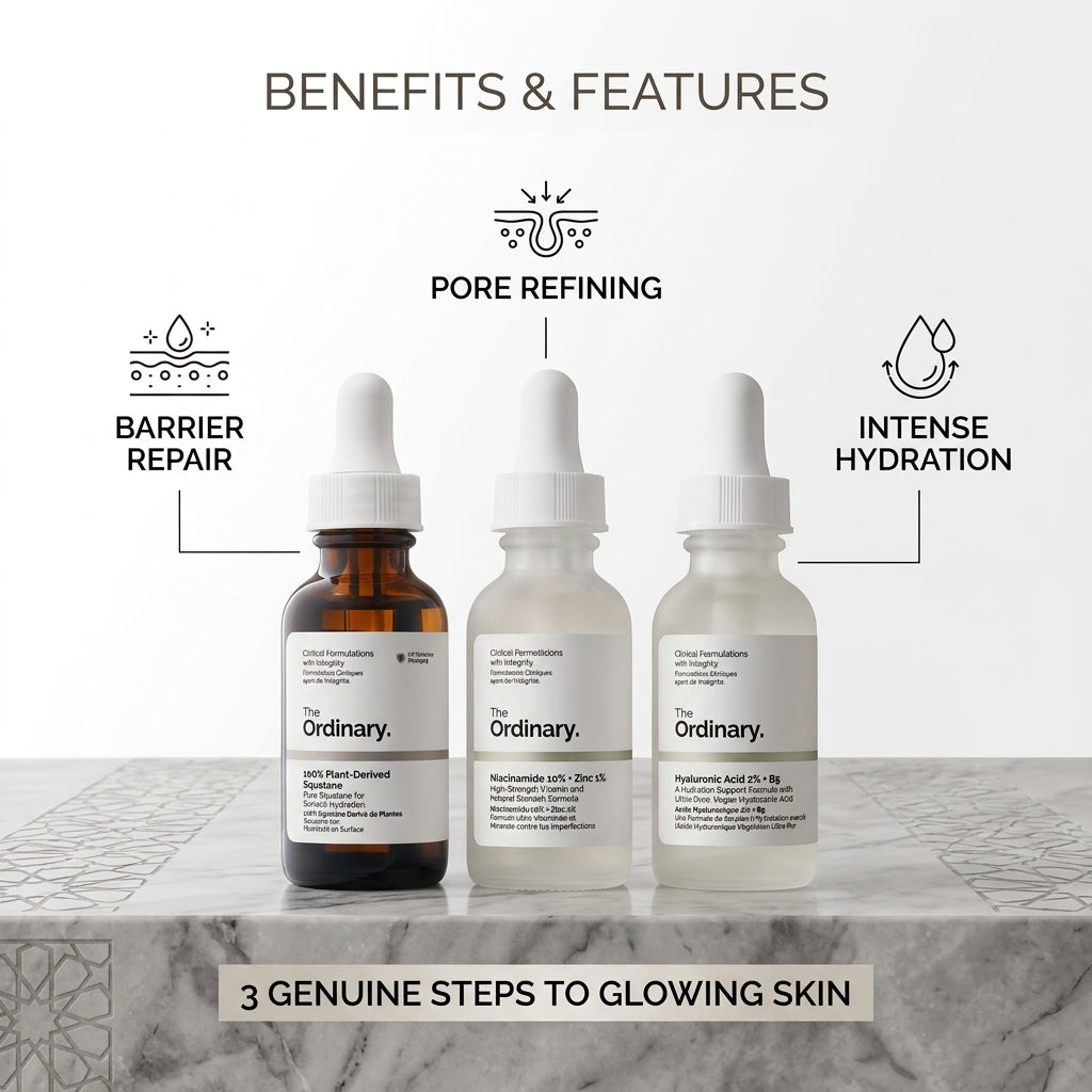The Ordinary Face Serum Set – Niacinamide 10% + Zinc, Hyaluronic Acid 2% + B5 & Squalane