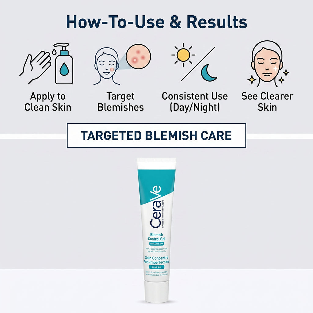 CeraVe Blemish Control Gel Moisturiser – AHA BHA Acne Treatment with Salicylic Acid