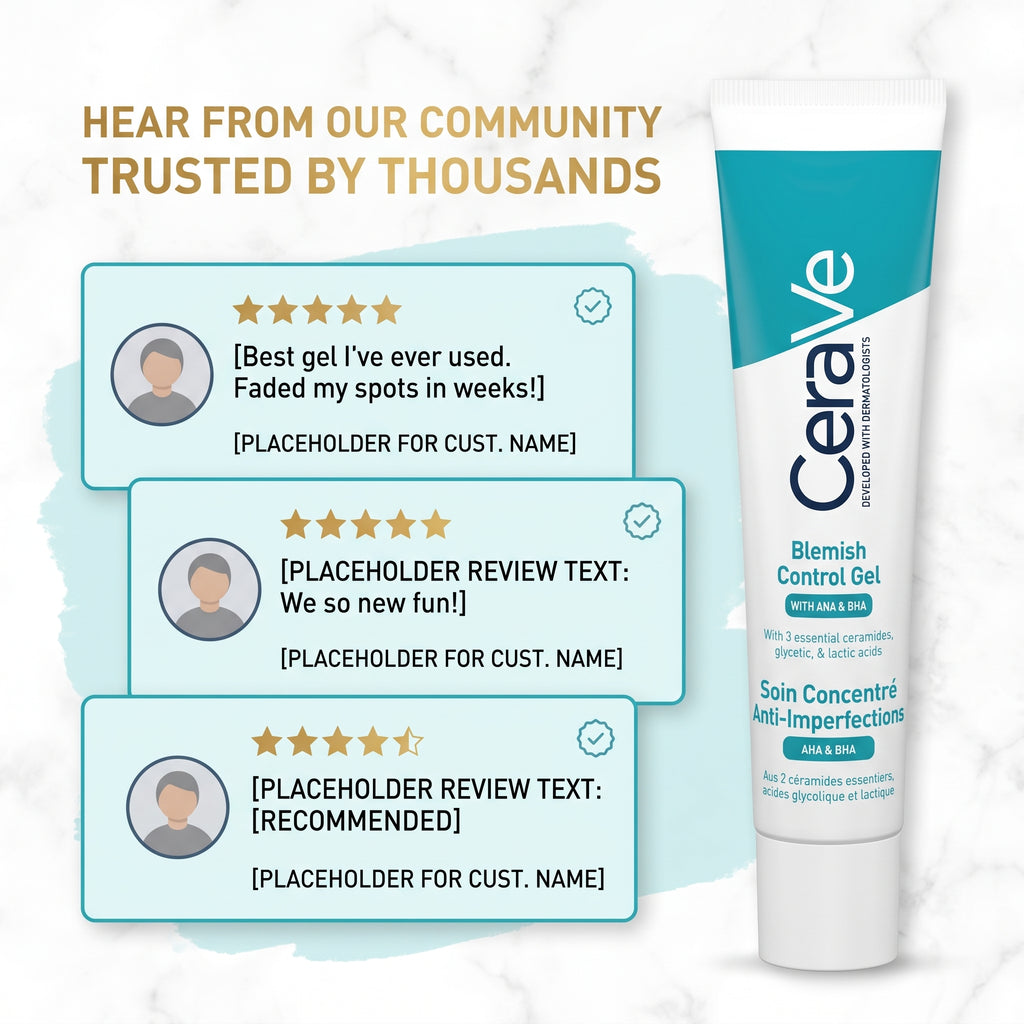 CeraVe Blemish Control Gel Moisturiser – AHA BHA Acne Treatment with Salicylic Acid