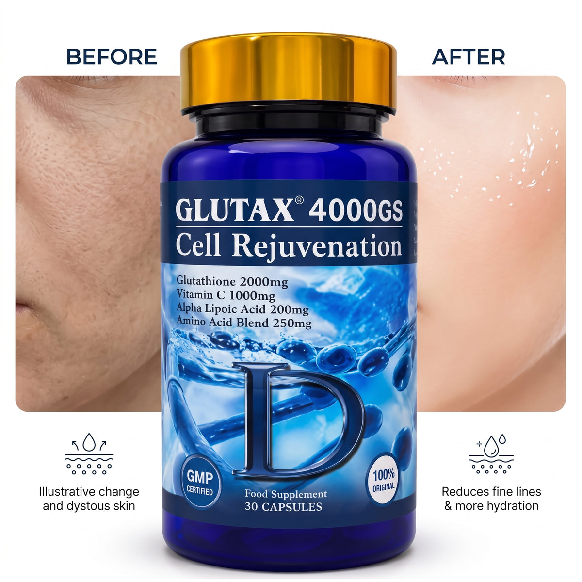100% Organic Glutathione Vitamin C Collagen 3-in-1 20000mg