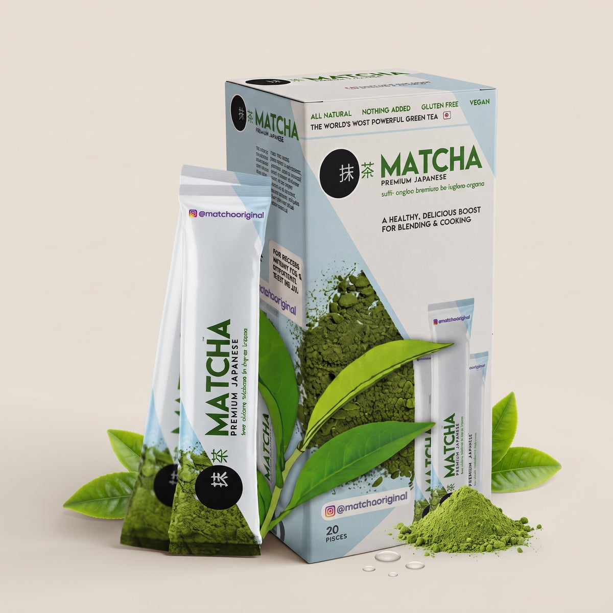 Japanese Matcha Green Tea Powder (20 x 10g Sachets)