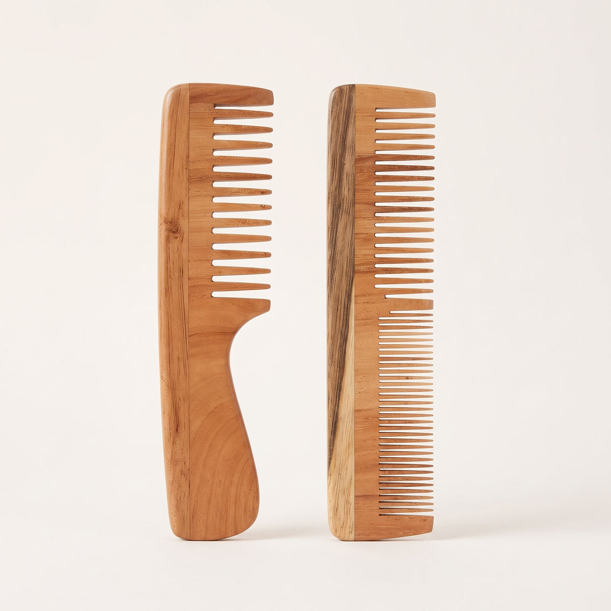 Krishya Kacchi Neem Wooden Comb (Wide + Dual Combo)