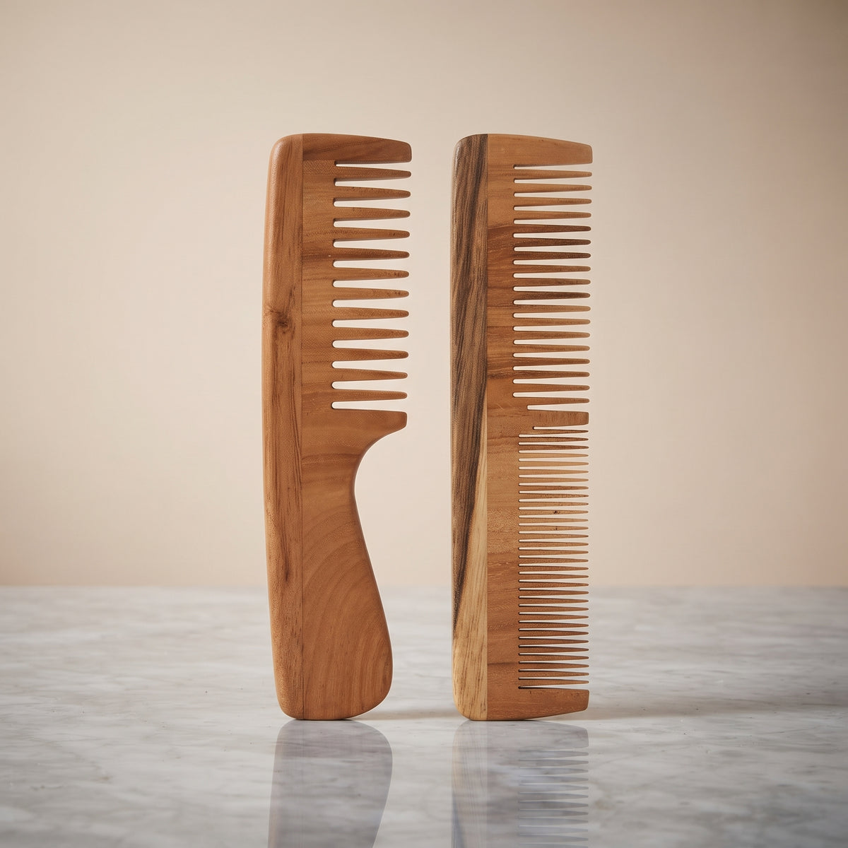 Krishya Kacchi Neem Wooden Comb (Wide + Dual Combo) – image 3