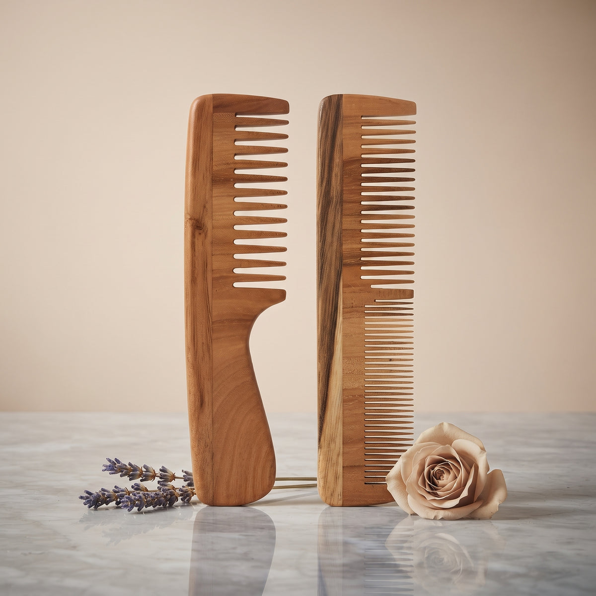 Krishya Kacchi Neem Wooden Comb (Wide + Dual Combo) – image 2