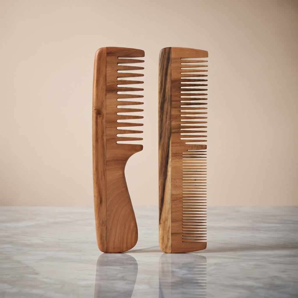 Krishya Kacchi Neem Wooden Comb (Wide + Dual Combo) – image 5