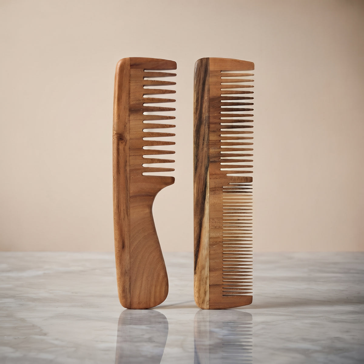 Krishya Kacchi Neem Wooden Comb (Wide + Dual Combo) – image 4