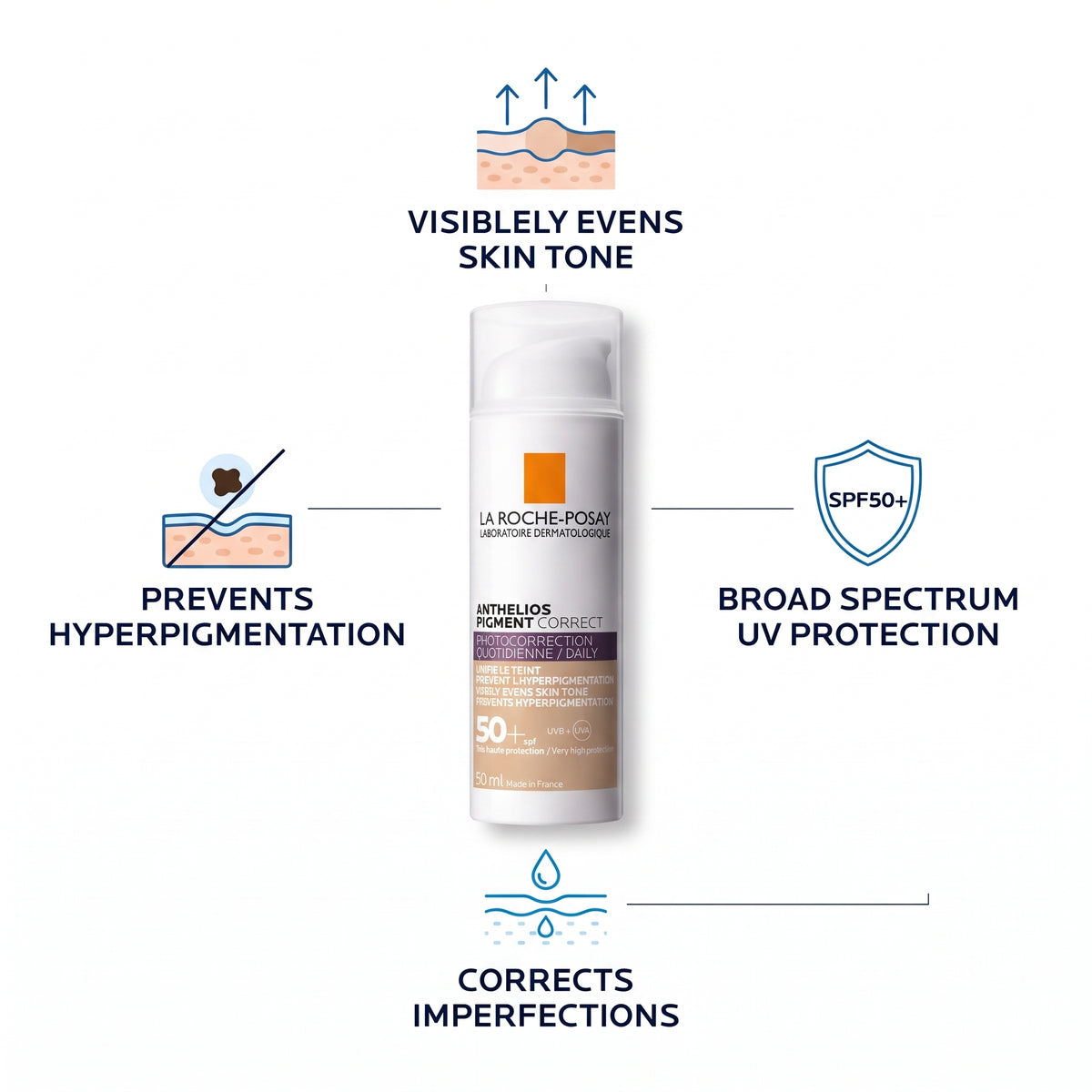 La Roche-Posay Anthelios Pigment Correct SPF 50+ Light 50ml – Tinted Sunscreen for Dark Spots