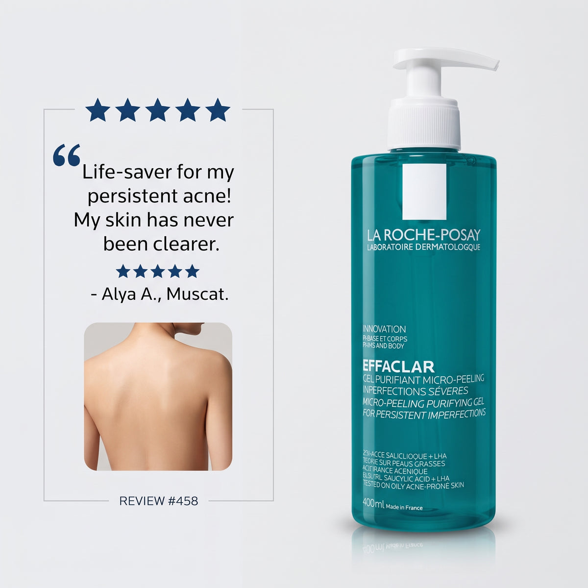 La Roche-Posay Effaclar Micro-Peeling Purifying Gel 400ml – Salicylic Acid Face Wash for Blackheads