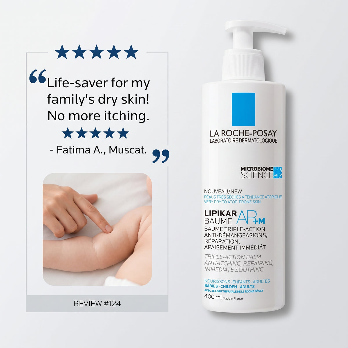 La Roche-Posay Lipikar Baume AP+M – 48h Body Balm for Dry, Itchy, Eczema-Prone Skin
