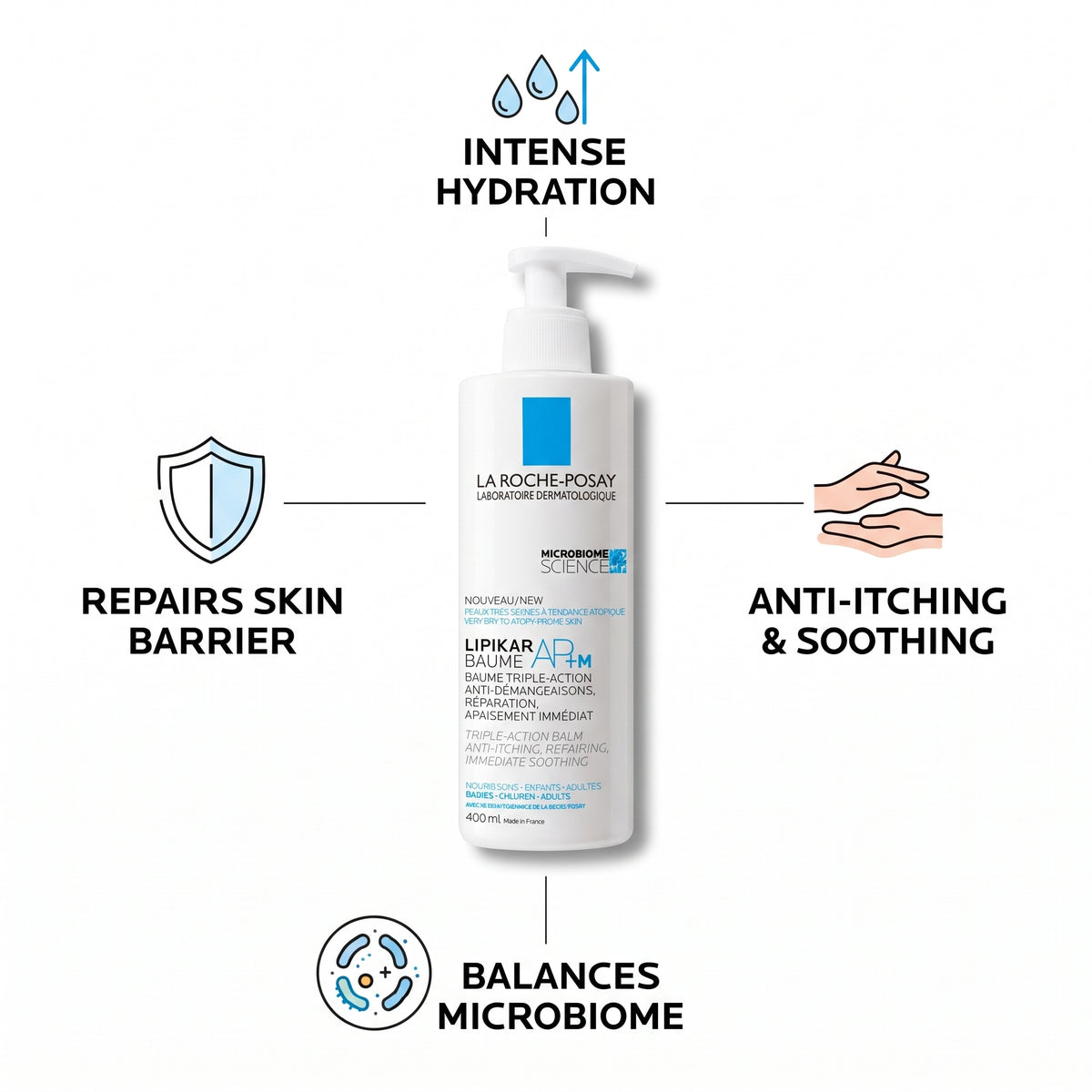 La Roche-Posay Lipikar Baume AP+M – 48h Body Balm for Dry, Itchy, Eczema-Prone Skin