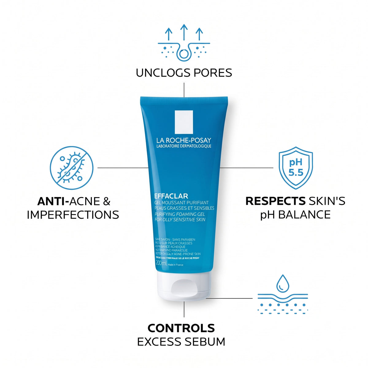 La Roche-Posay Toleriane Foaming Cleanser 125ml – Soap-Free Face Wash for Sensitive Skin