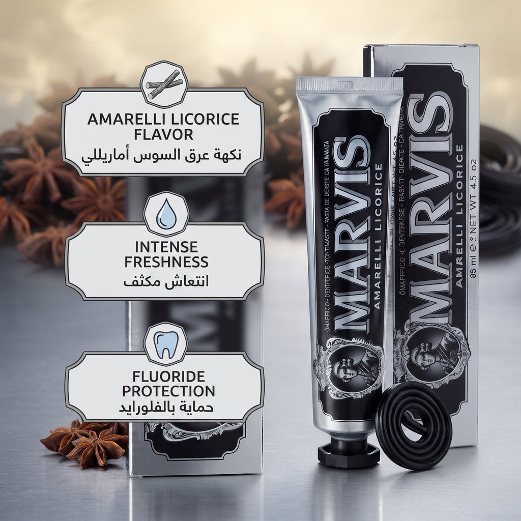 Marvis Amarelli Licorice Toothpaste – Premium Italian Mint & Licorice Toothpaste