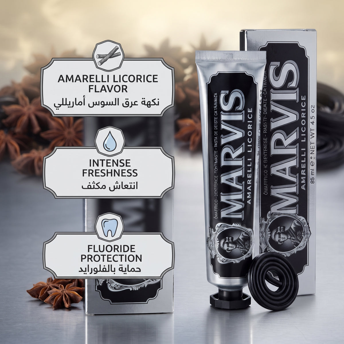 Marvis Amarelli Licorice Toothpaste – Premium Italian Mint & Licorice Toothpaste
