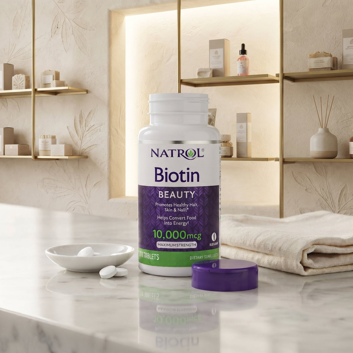 Natrol Biotin Maximum Strength 10,000 mcg Tablets, 100 Count – image 4