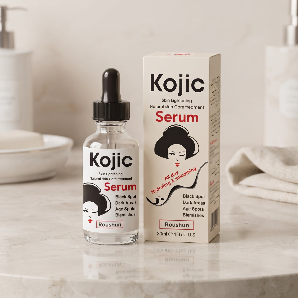 ROUSHUN Kojic Skin Lightening Black Spot Face Serum – image 4