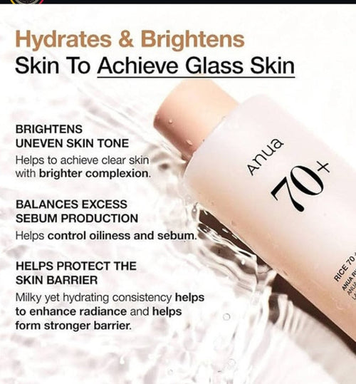 Anua Rice 70+ Ceramide Glow Milky Toner