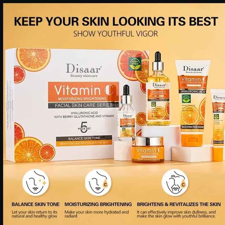 Disaar Vitamin C Whitening Brightening Facial Skin Care 5-Piece Set