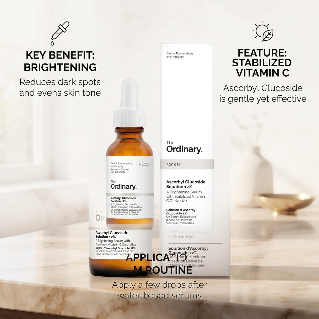 The Ordinary Ascorbyl Glucoside Solution 12% 30ml – Gentle Vitamin C Serum