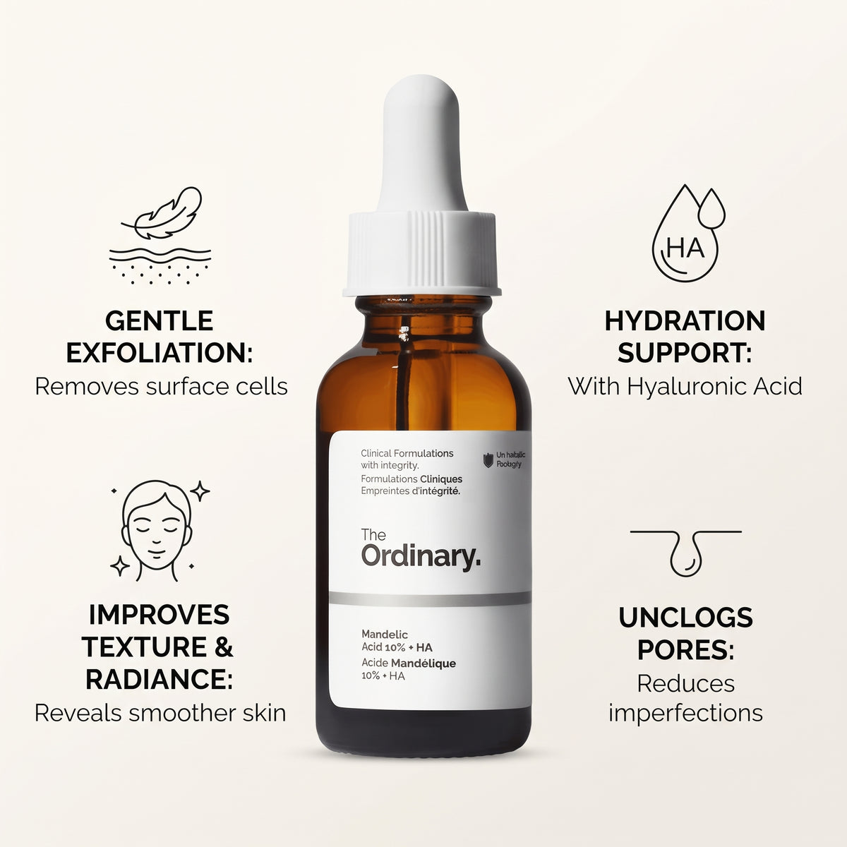 The Ordinary Mandelic Acid 10% + HA 30ml bottle, front