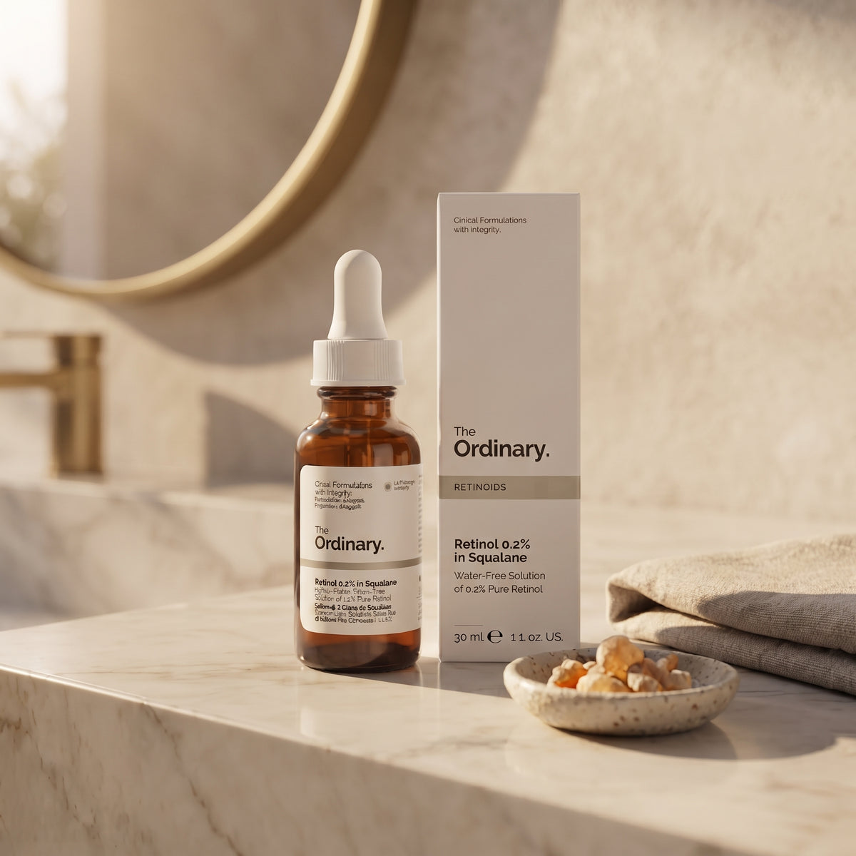 The Ordinary Retinol 0.5% in Squalane 30ml – Mid-Strength Retinol for Lines, Marks & Texture
